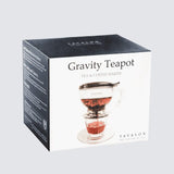 Tavalon Gravity Teapot packaging on a white background