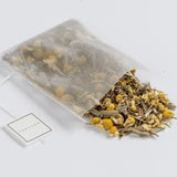 Serenity tea spilling out of a Soilon tea bag