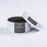 NYC Breakfast black loose leaf tea in an open tin