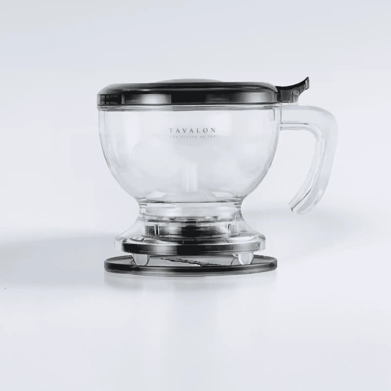 A clear Gravity Teapot from the teaware sets by Tavalon