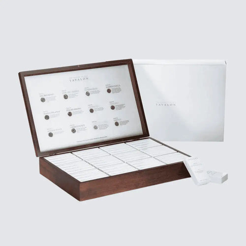 One of the Tavalon Premium Tea Gift Sets in a wooden box 